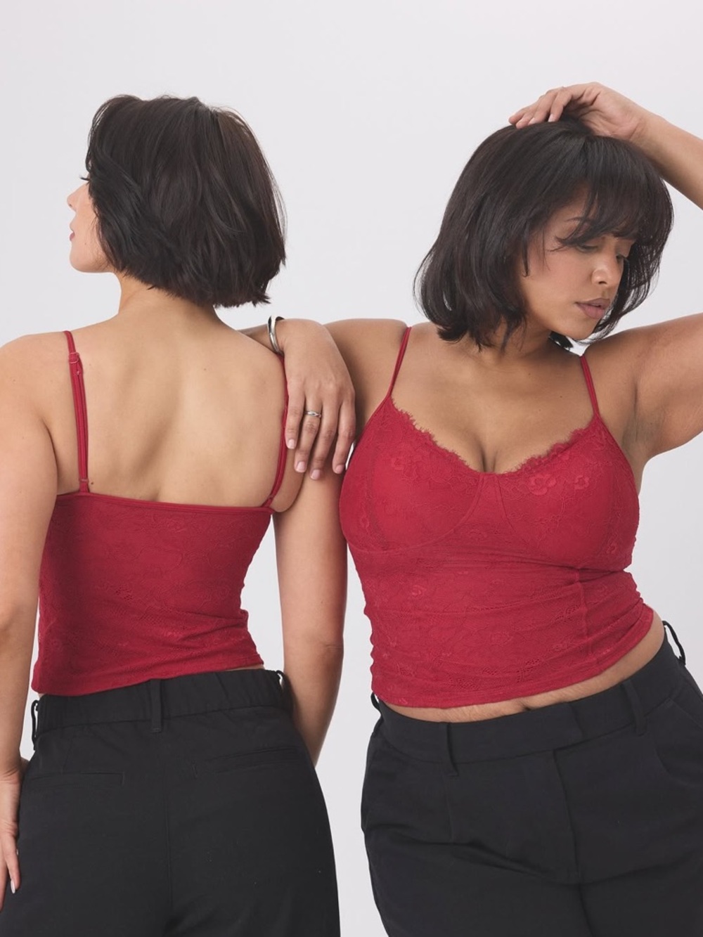 Klassy Network Red Lace Cami Corset Tank Top, Size L